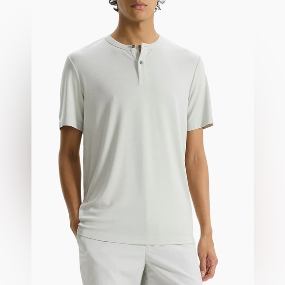 Theory Gaskell Short-Sleeve Henley - Misty Blue Sz L NWT - Picture 1 of 9